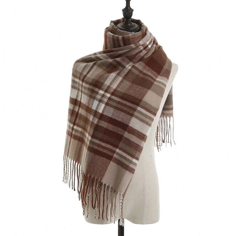 Scarf Women's College Style Simple Imitation Cashmere Scarf Women's Autumn And Winter New Knitted Warm Shawl A Generation Of Hair