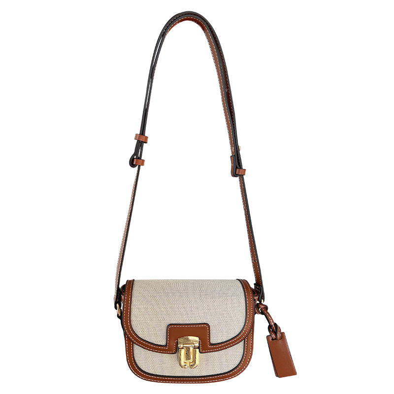Retro  Contrast Color  Saddle Crossbody Bag
