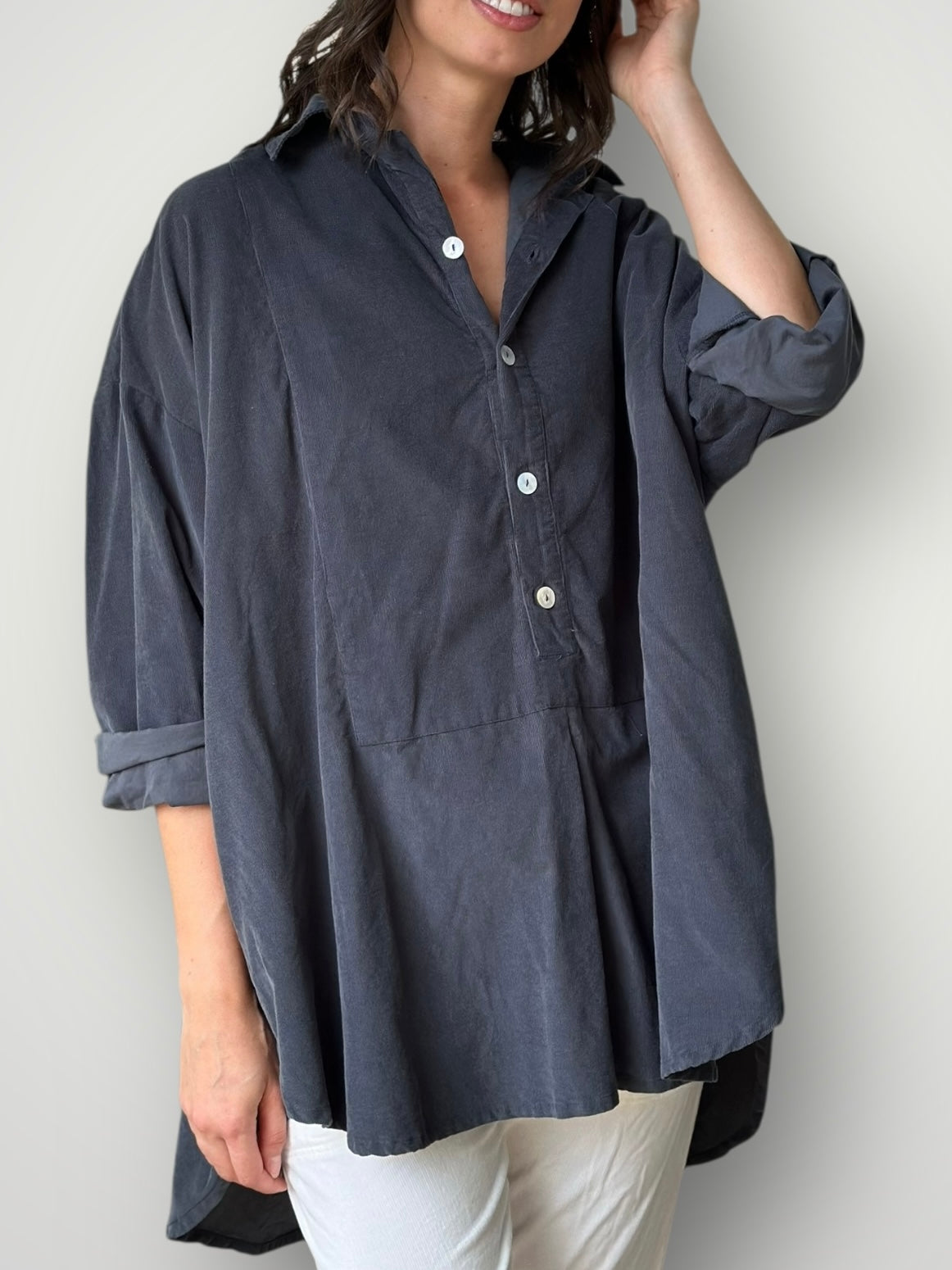 megan shirt - charcoal cord