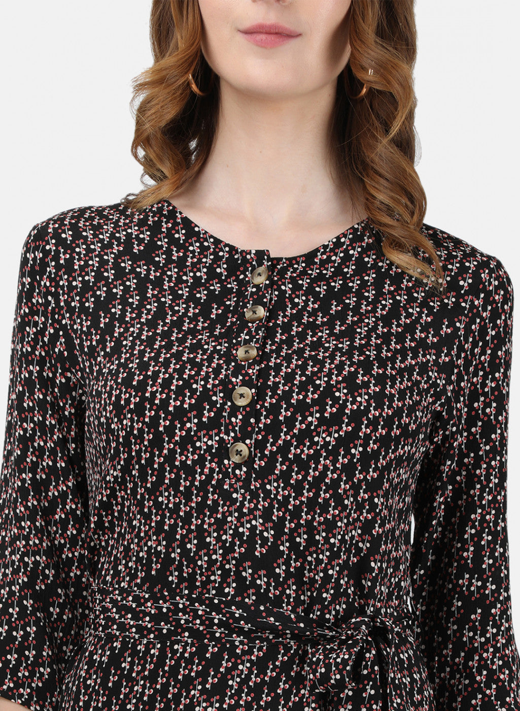 Womens Black Printed Tunic