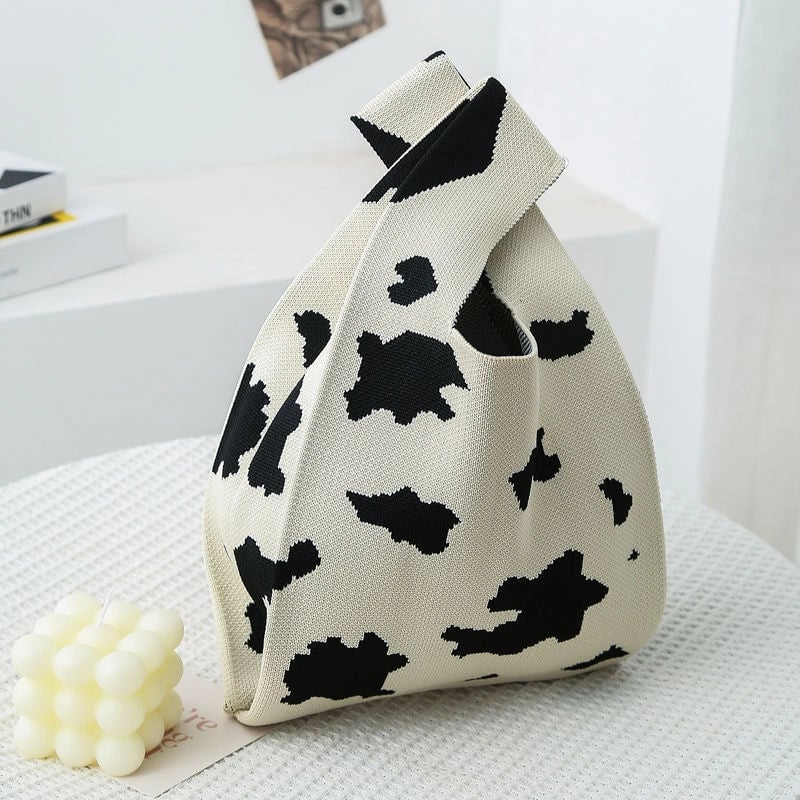 Women's Small Knit Color Block Streetwear Square Open Shoulder Bag