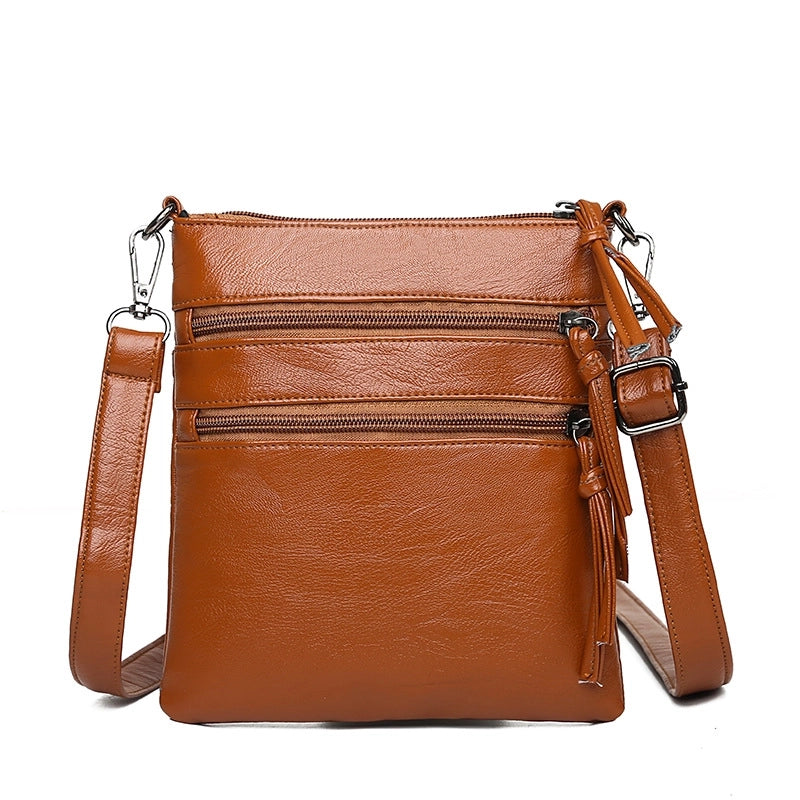 Women's Small Pu Leather Solid Color Streetwear Square Zipper Crossbody Bag