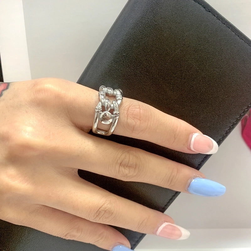 Commute Geometric 304 Stainless Steel Titanium Steel 18K Gold Plated Plating Rings