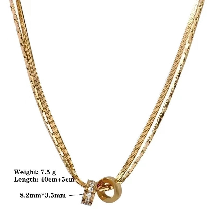 Titanium Steel Vintage Style Water Droplets Heart Shape Bow Knot Plating Pendant Necklace