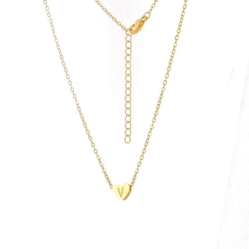 Stainless Steel Titanium Steel 18K Gold Plated Minimalist Letter Heart Shape None Pendant Necklace