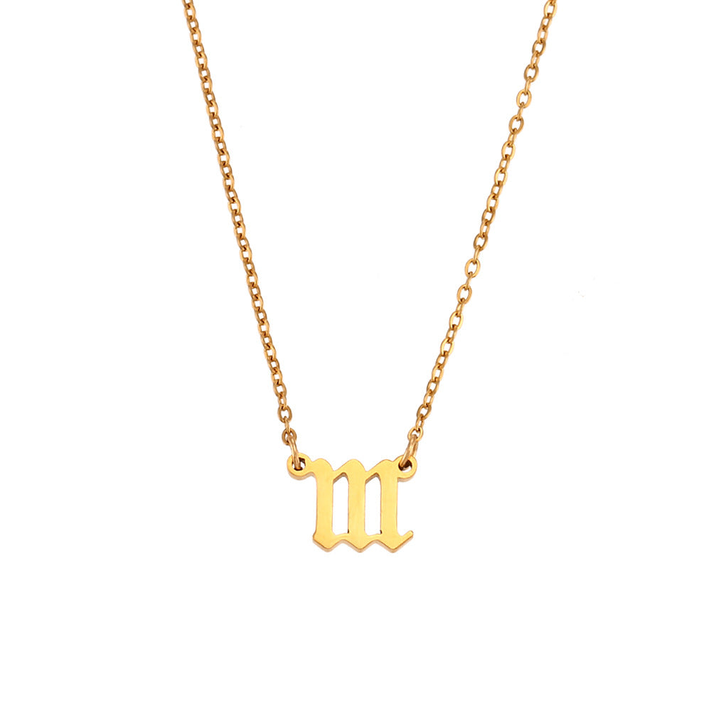 Fashion Number Geometric Stainless Steel 18K Gold Plated Necklaces