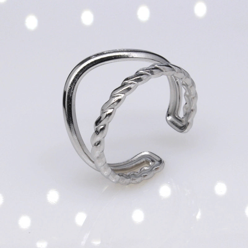 Retro Geometric Eye Solid Color Titanium Steel Plating Rings 1 Piece