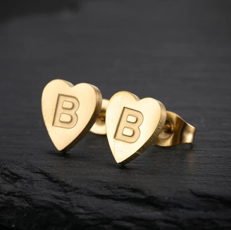 1 Pair Fashion Letter Heart Shape Plating 304 Stainless Steel 18K Gold Plated Ear Studs