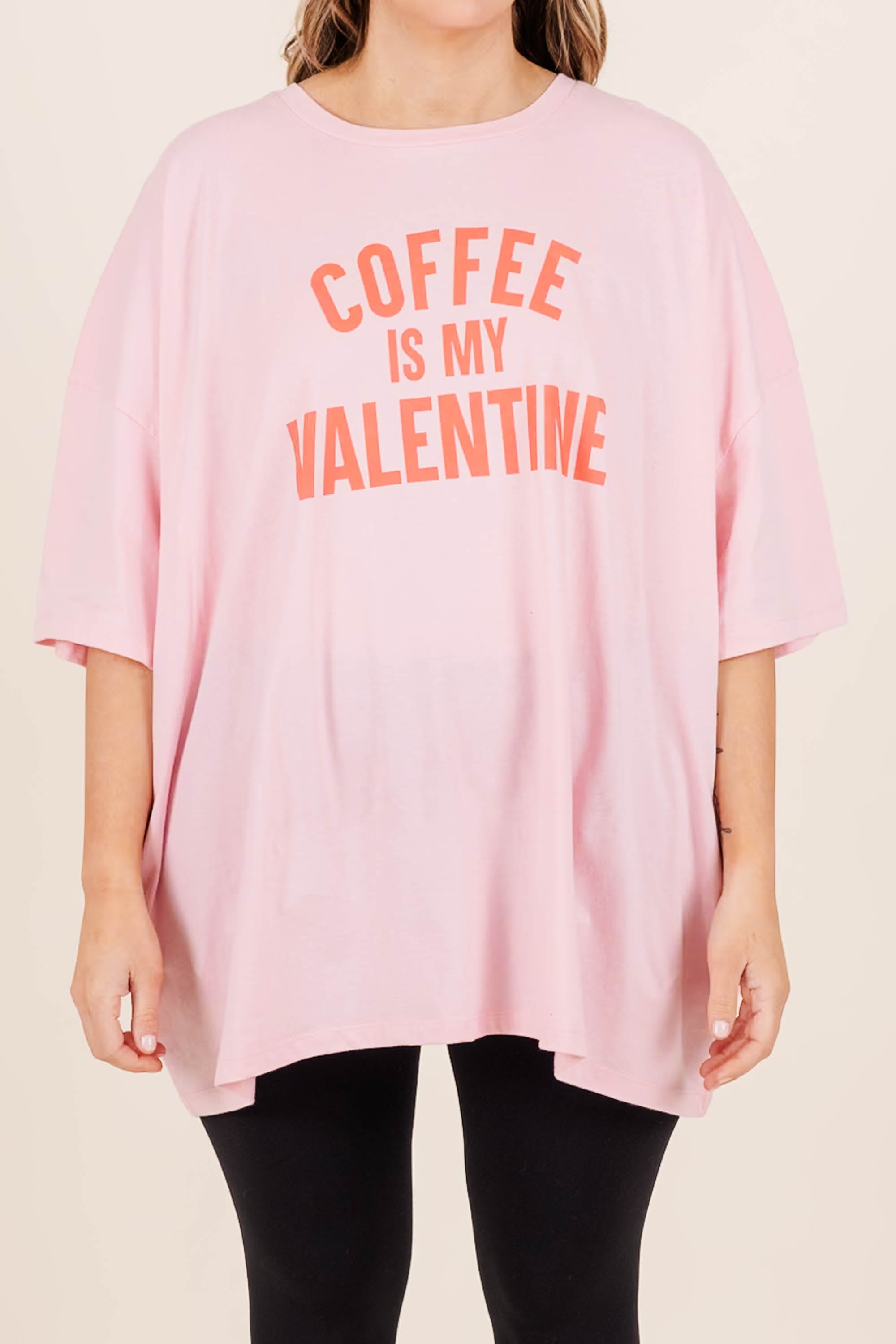 Caffeine Is Love Boyfriend Tee. Dusty Pink