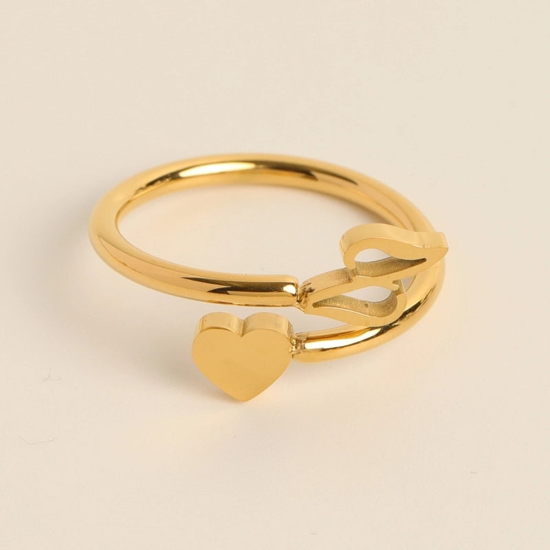Fashion Letter 304 Stainless Steel Gold Plated Plating Stainless Steel Rings