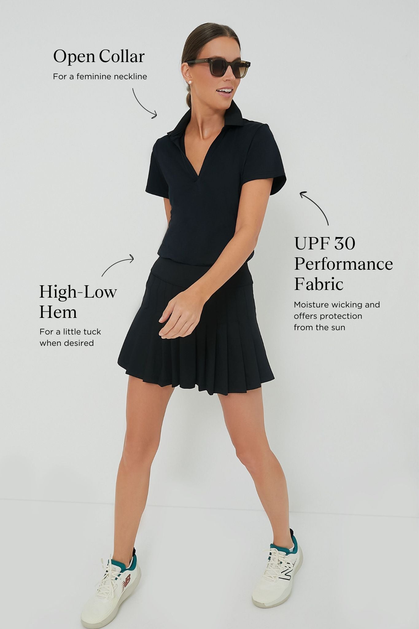 Black Short Sleeve Caroline Polo