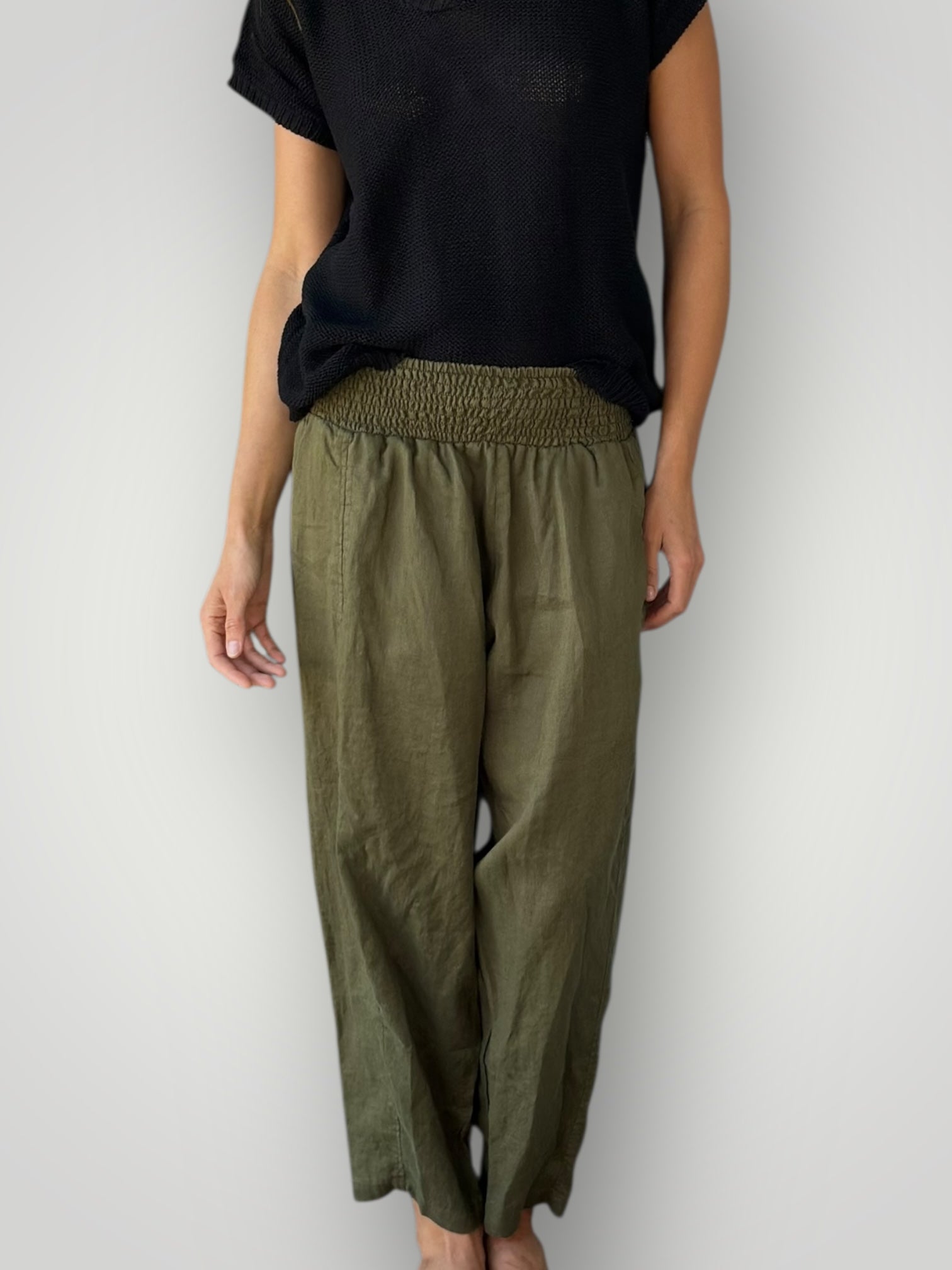 frankie pants - army linen