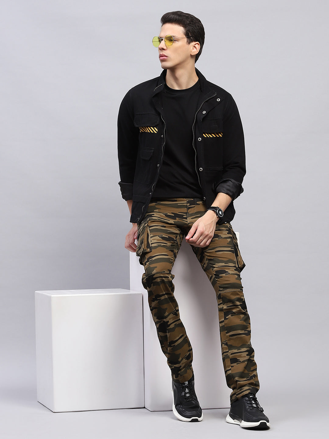 Men Khaki Printed Cargo Cargo