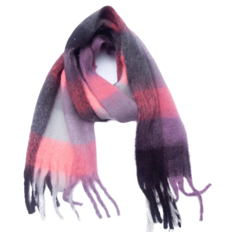 Hot New Autumn And Winter Men's And Women's Circle Yarn Coarse Tassel Plaid Scarf