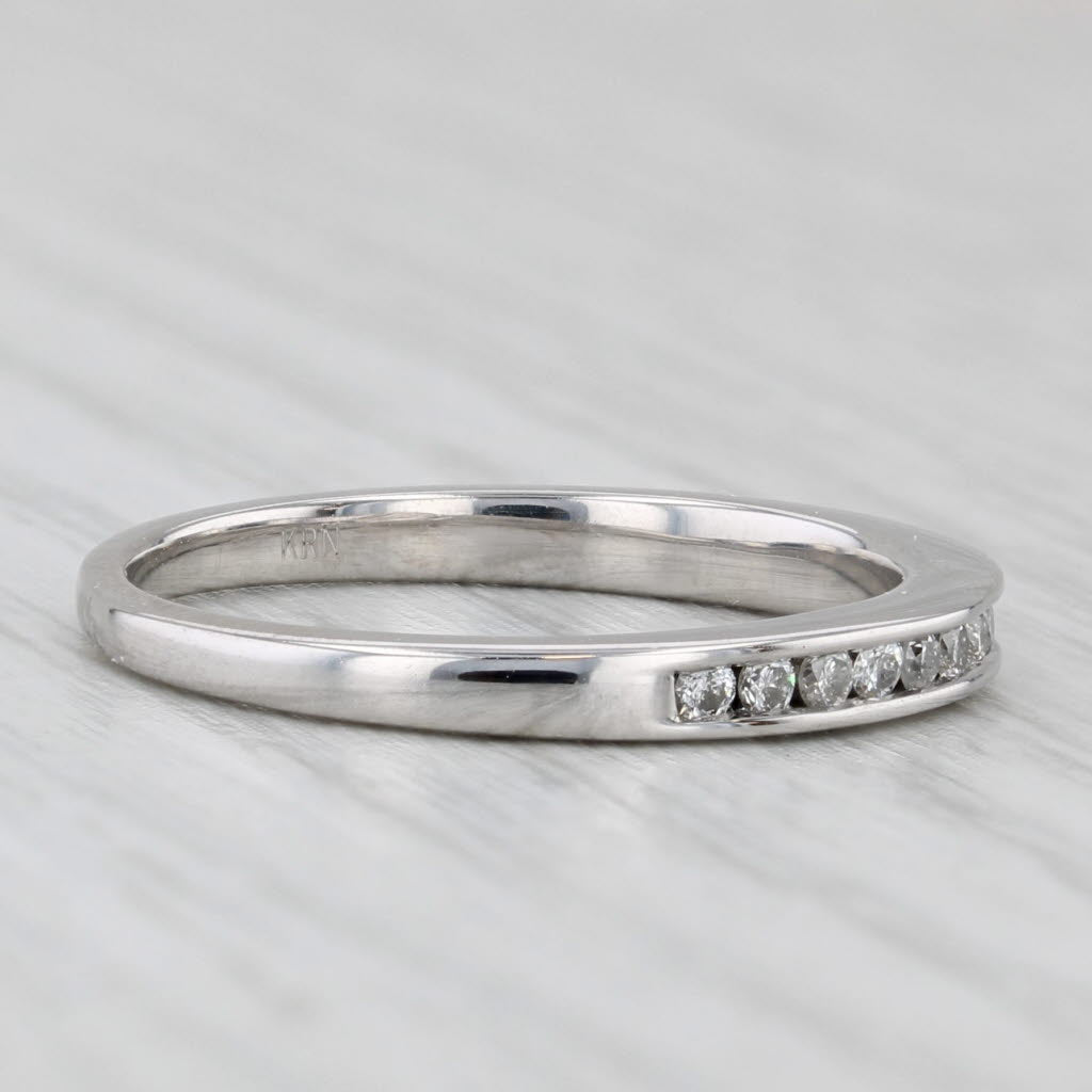 0.24ctw Diamond Wedding Band 14k White Gold Size 6.75 Stackable Channel Set