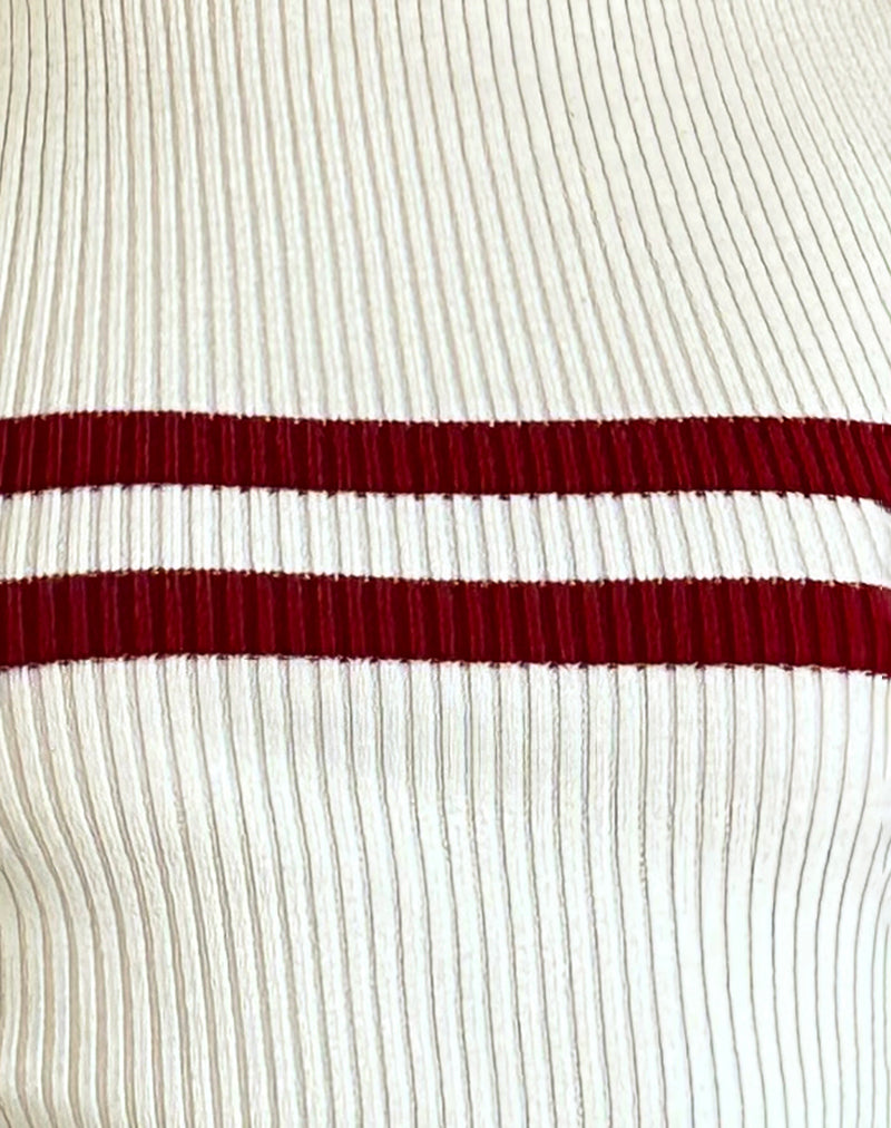 Bonisa Vest Top in Ivory with Red Stripes