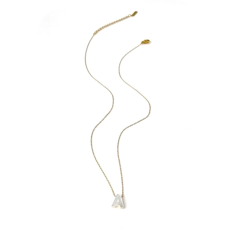 316L Stainless Steel  18K Gold Plated Minimalist Irregular Letter Shell Pendant Necklace