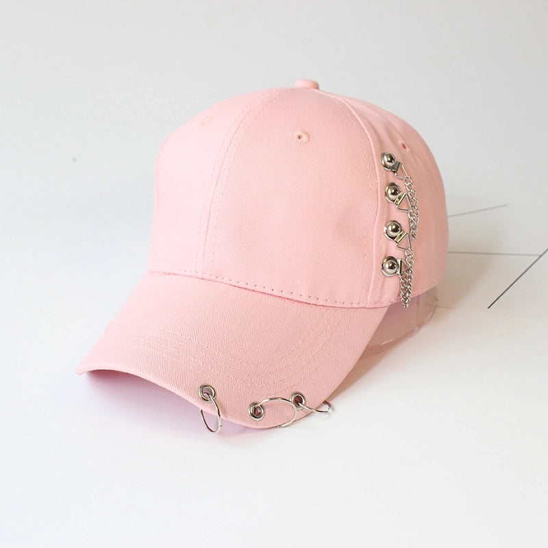 Hat Women's Korean Style Personality Chain Iron Ring Cap Student Children's Baseball Cap Spring And Summer Parent-Child Sunshade