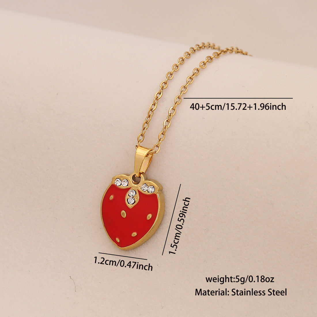 Fruit Series Cherry Strawberry Pendant Necklace Titanium Steel Banana Apple N1570