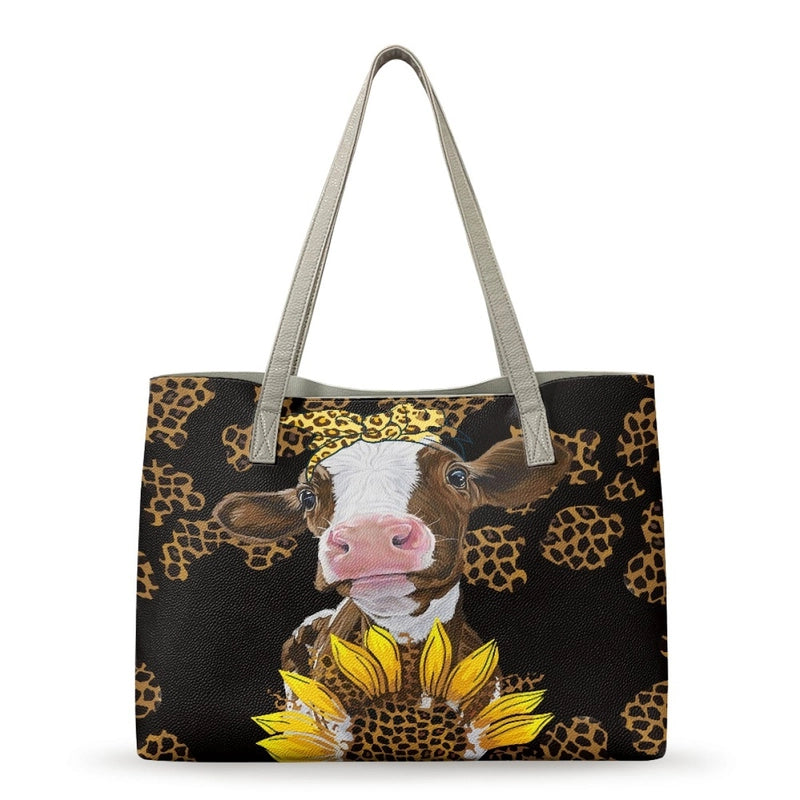 Women's Medium Pu Leather Customized Color Block Vintage Style Classic Style Square Open Tote Bag