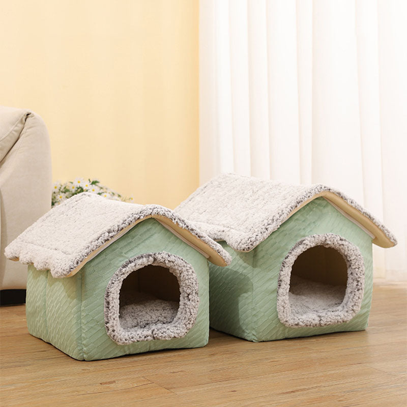 Cosy Sherpa Fleece Enclosed Cat House & Square Dog Bed