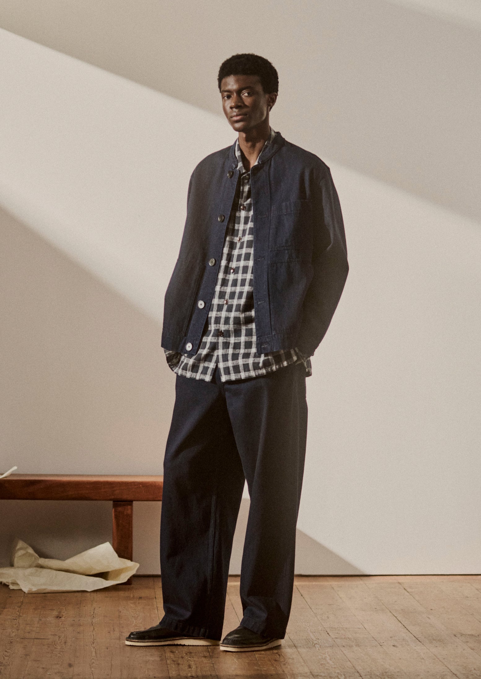 Stand Collar Japanese Denim Jacket | Indigo
