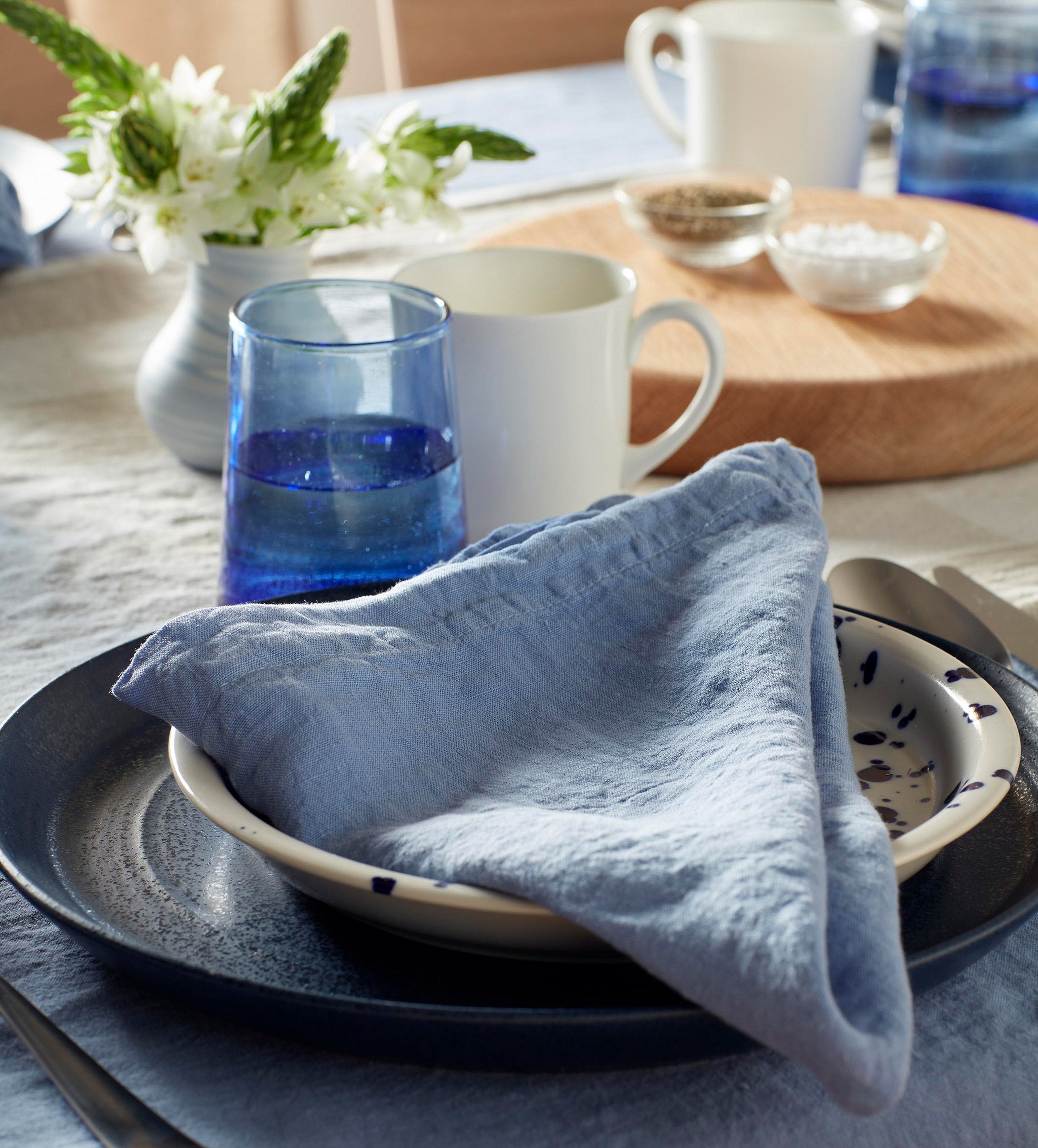 Cornflower Blue 100% Linen Napkins - Set of 4