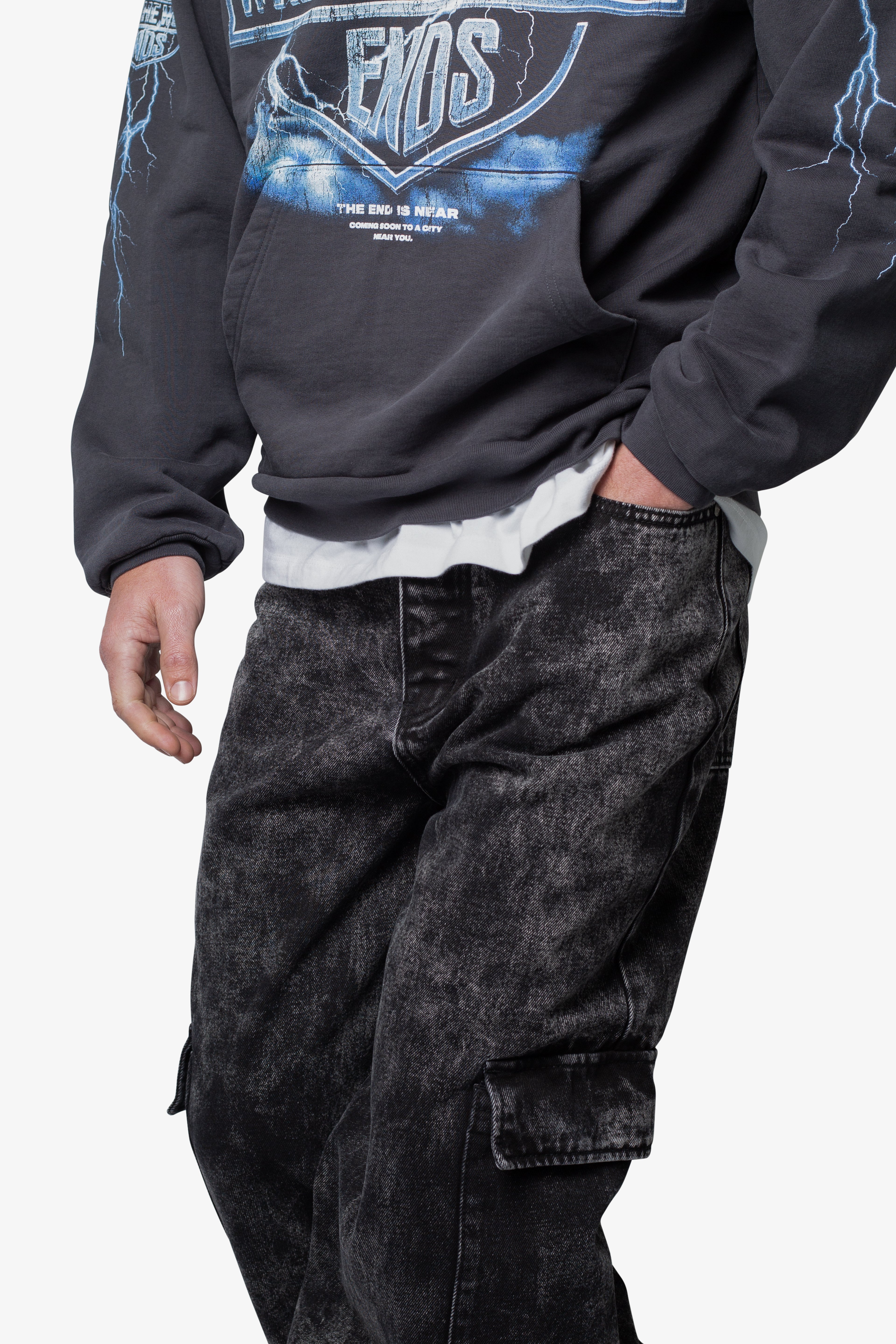 Void Baggy Cargo Denim - Washed Black