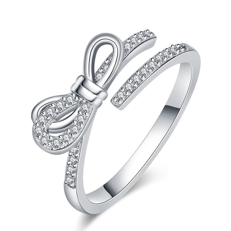 Minimalist Solid Color Copper Plating Inlay Artificial Diamond Rings 1 Piece