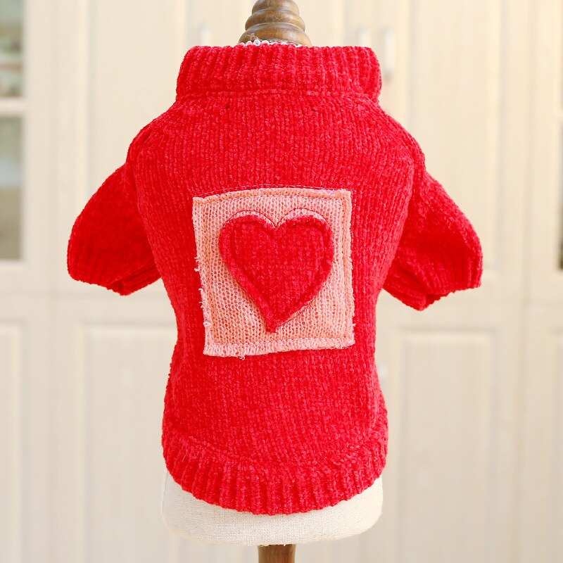 Heart Pattern Warm Dog Cat Sweater