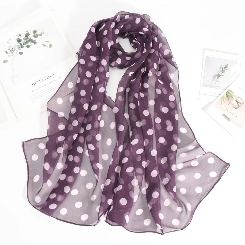 Women's Elegant Basic Minimalist Polka Dots Georgette Printing Silk Scarf
