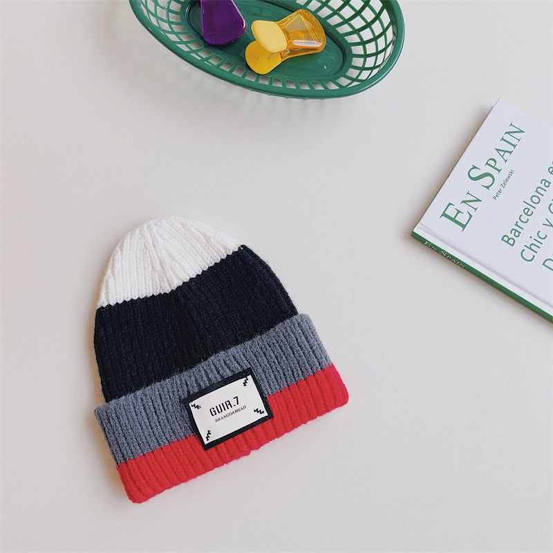 Children Unisex Streetwear Color Block Wool Cap