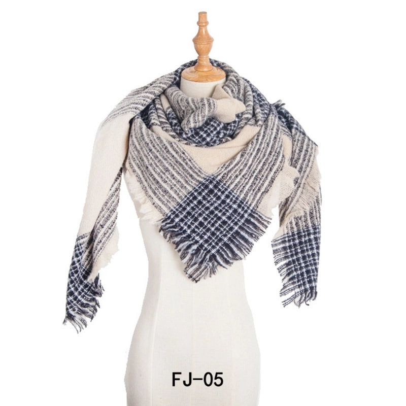 Autumn And Winter New Ring Yarn Thickened Double-sided Lattice Prick Scarf Scarf Women's Scarf Shawl Manufacturers