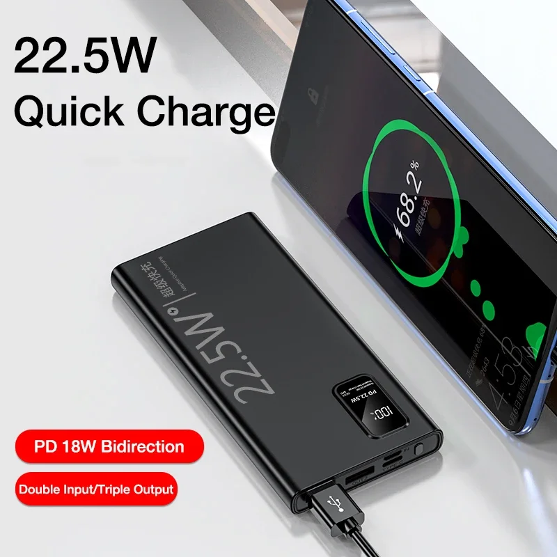 20000mAh Portable Power Bank 22.5W USB C Fast Charging External Spare Battery 10000mAh Powerbank for IPhone 16 15 Samsung Xiaomi