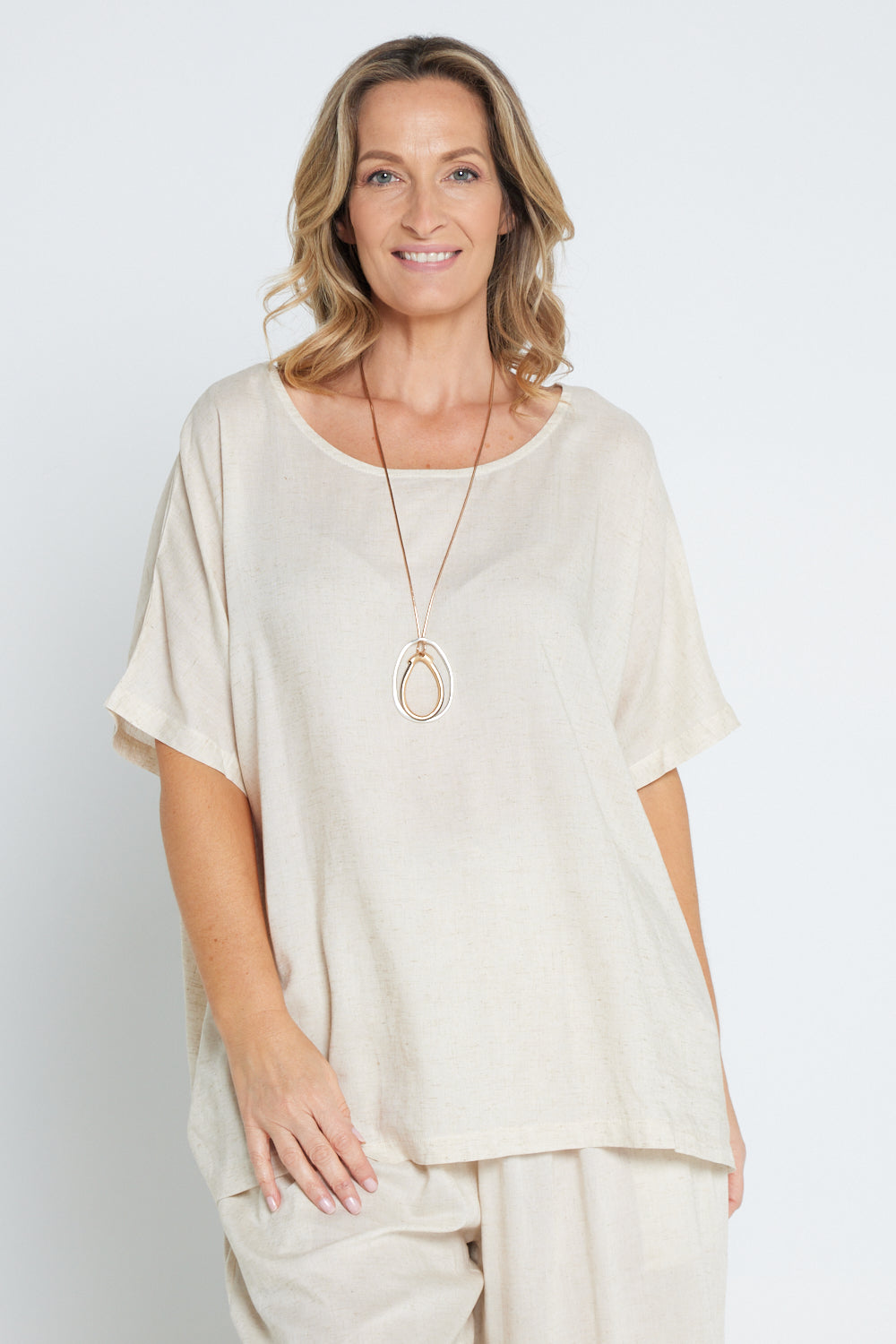 Adalee Linen Top - Flax