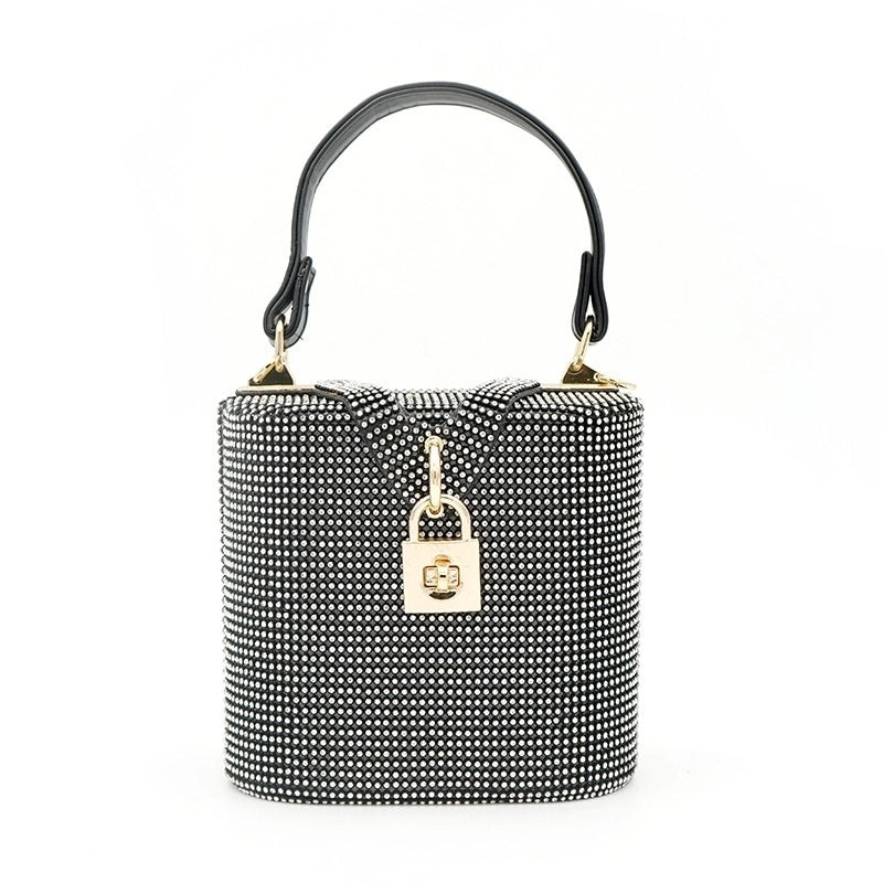 Rhinestone Satin Solid Color Bucket Evening Bags