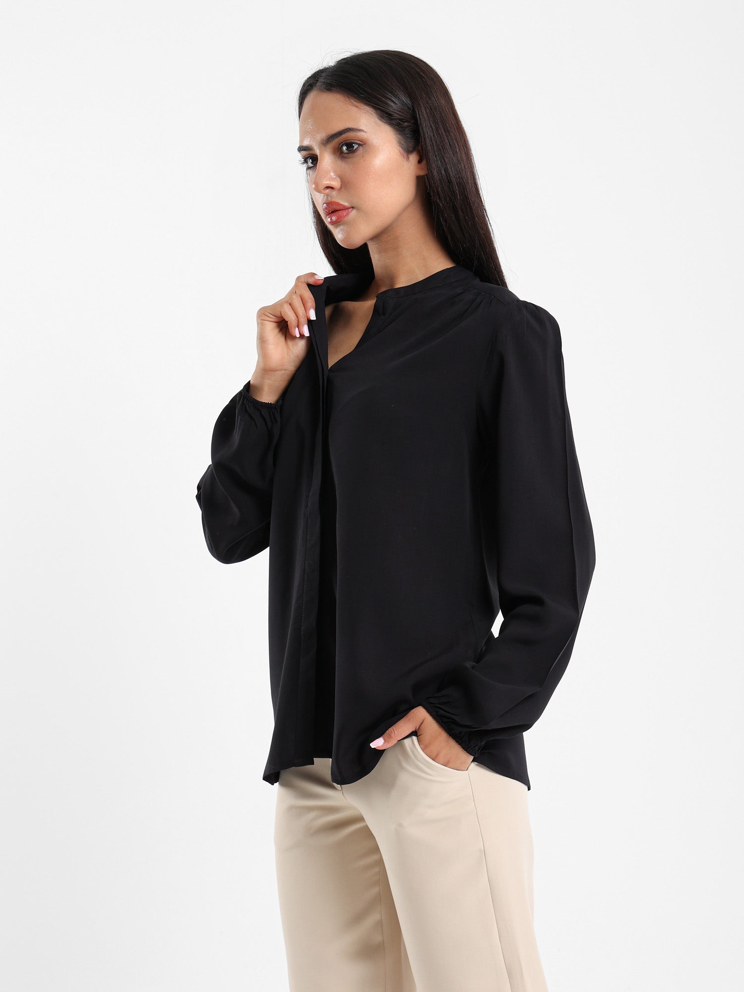 V-Neck Long Sleeve Blouse