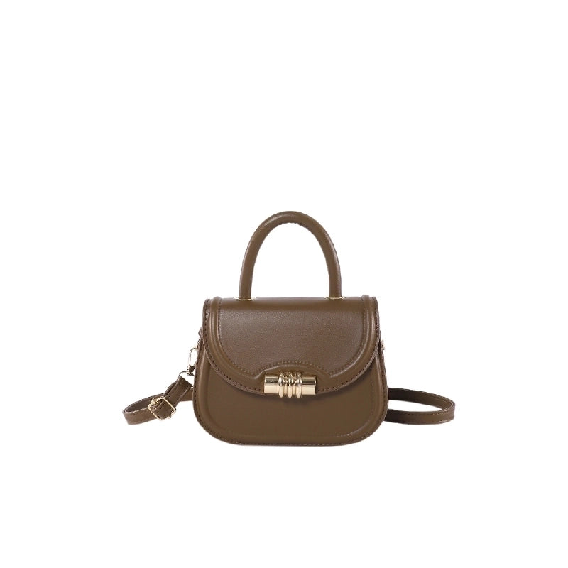 Women's Pu Leather Solid Color Elegant Semicircle Flip Cover Handbag