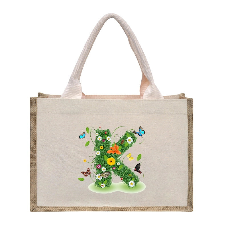 Women's Medium Canvas Letter Basic Classic Style Open Shopping Bags