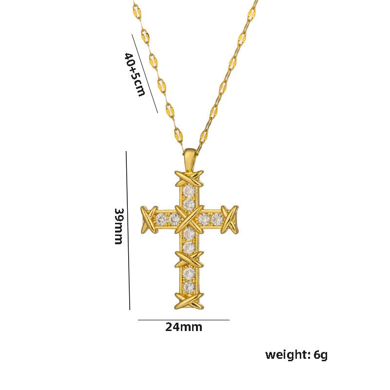 Minimalist Cross Geometric Titanium Steel 18K Gold Plated Necklaces