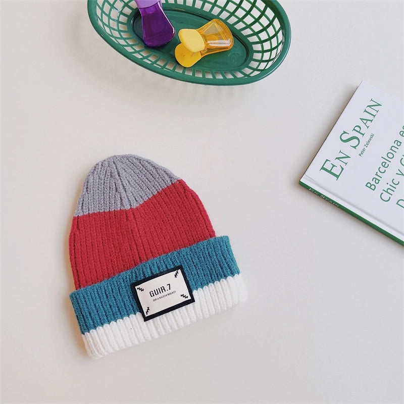Children Unisex Streetwear Color Block Wool Cap