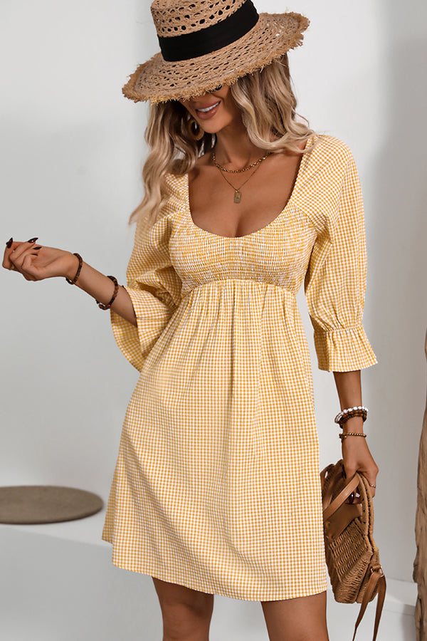 Smocked Bust Short Sleeve Mini Dress