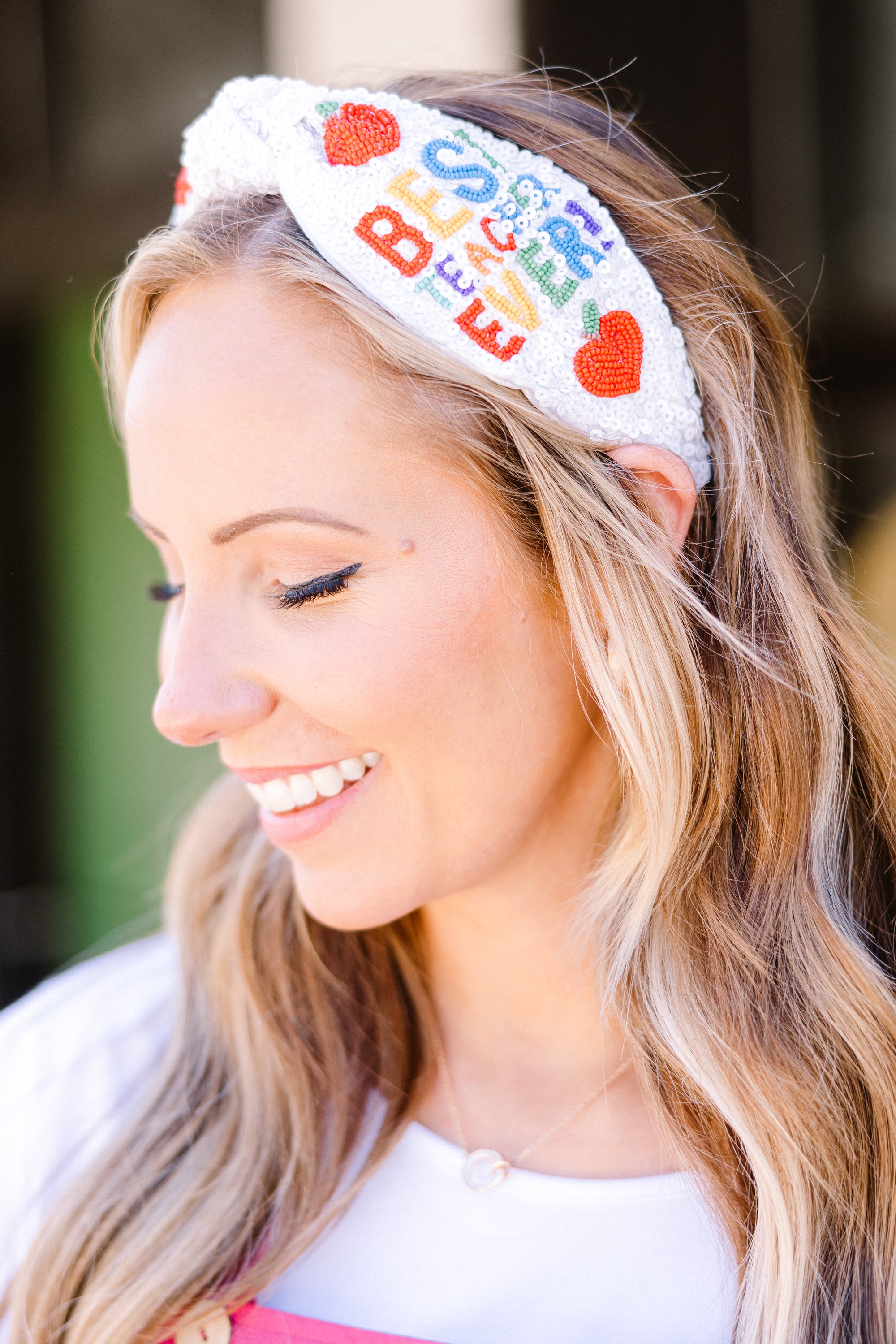Thank A Teacher Headband. White