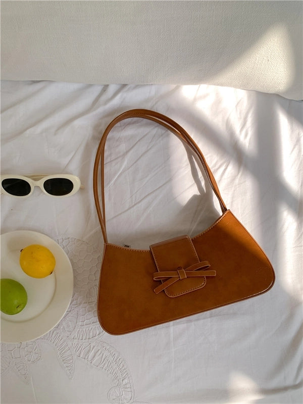 Women's Medium Pu Leather Solid Color Bow Knot Streetwear Zipper Underarm Bag