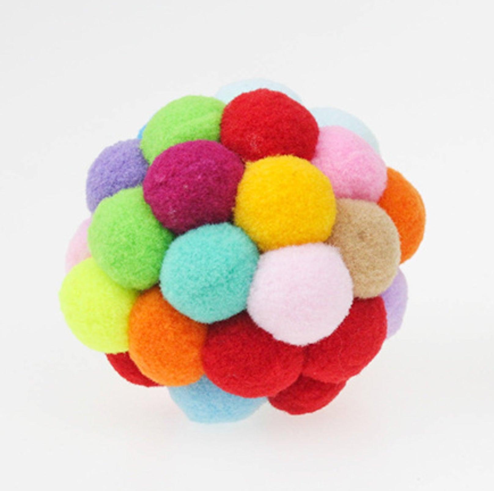 Colorful Plush Ball Cat Toys- Interactive Fun with Bells & Elastic