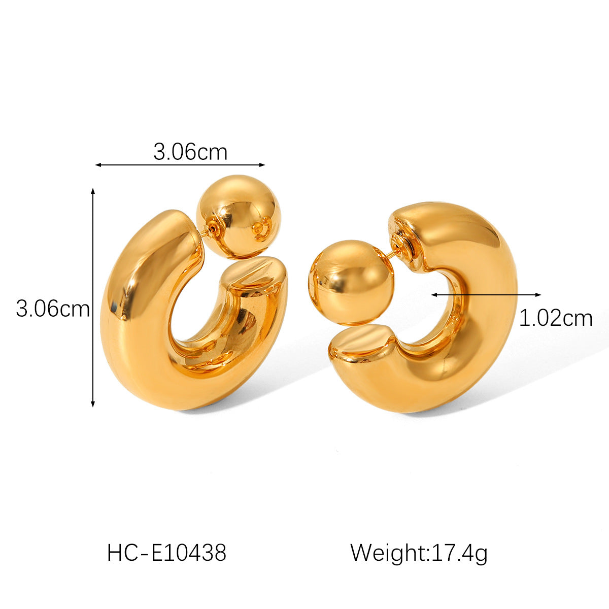 Insc-Shaped Stainless Steel Hollow Earrings For Women Niche Design Spherical Titanium Steel Earrings