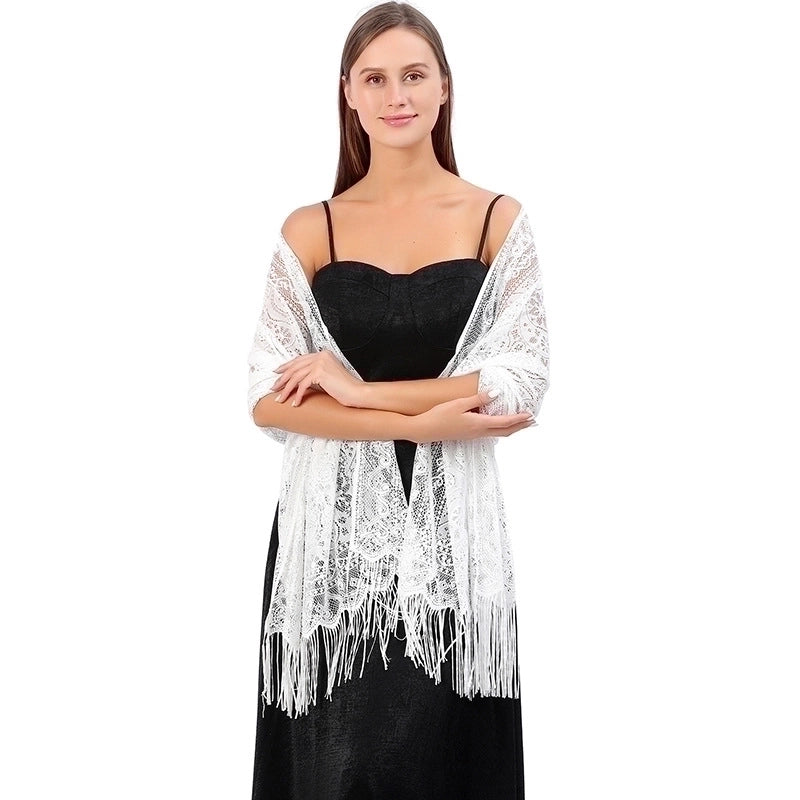 Women's Elegant Solid Color Flower Polyester Lace Shawls