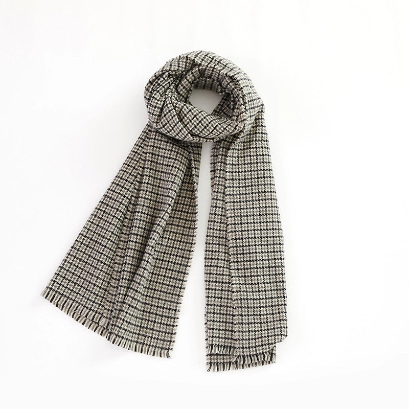 In Autumn And Winter Retro Color Matching Small Plaid Scarf Soft And Comfortable Warm  Shawl Scarf