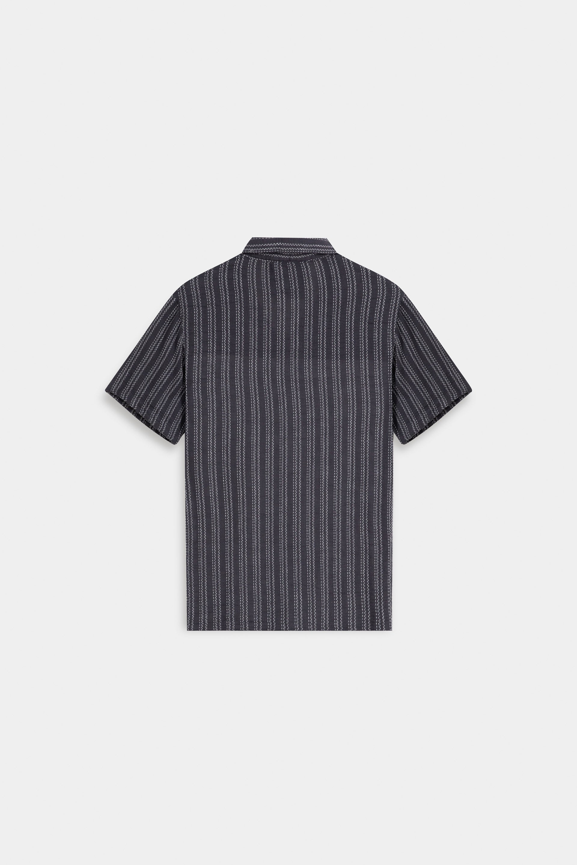 Textured Striped Resort Collar Shirt