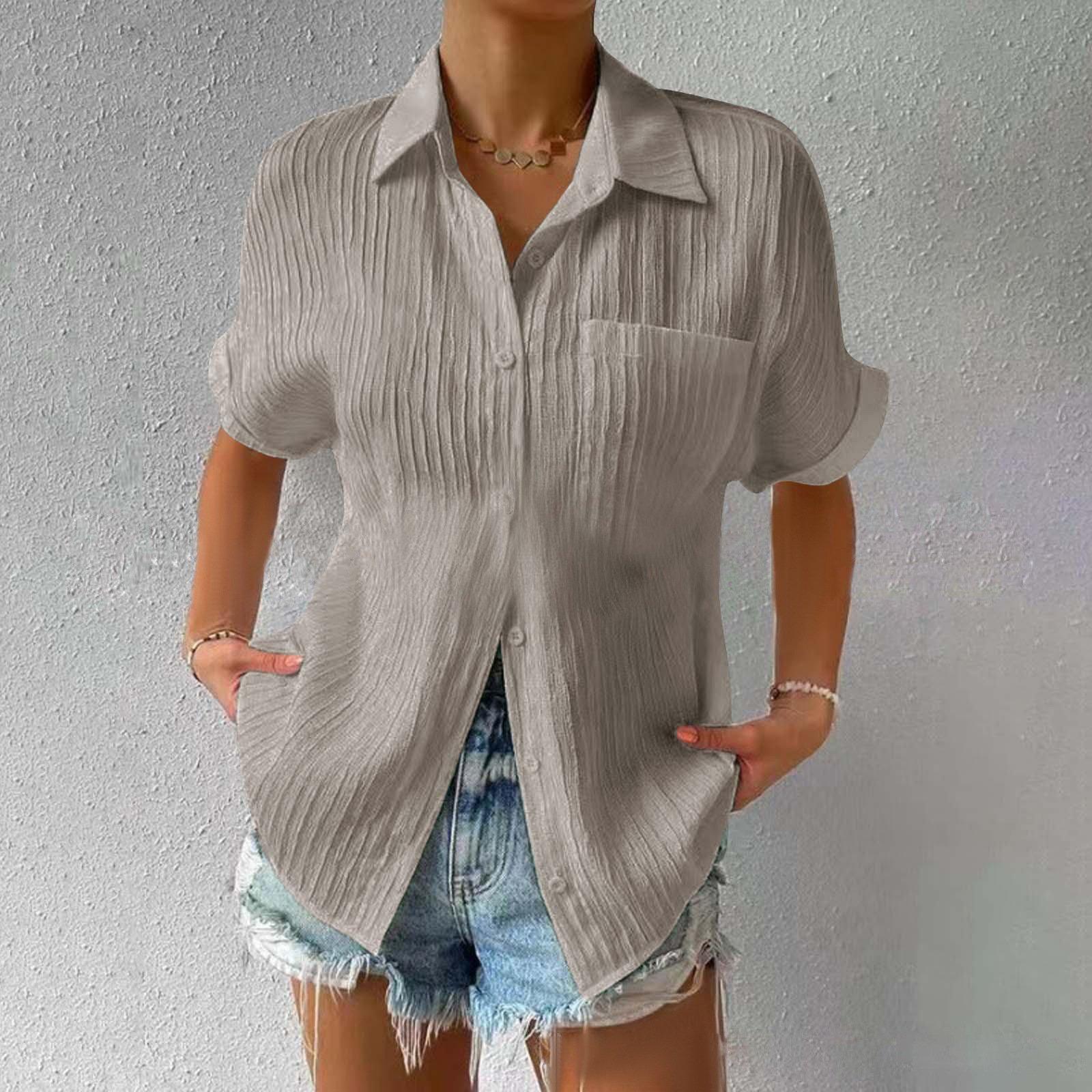 🔥2024 HOT VENTA-49% OFF🔥Blusa Holgada Informal Con Botones Y Cuello Camisero